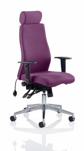 Onyx Posture Chair with Headrest Tansy Purple Fabric