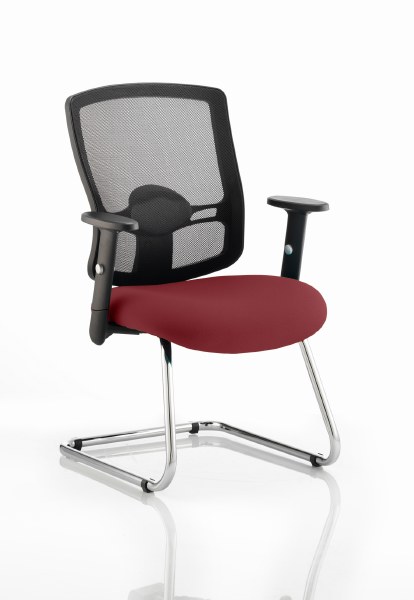 Portland Cantilever Visitor Chair Ginseng Chilli fabric seat