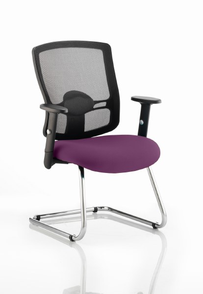 Portland Cantilever Visitor Chair Tansy Purple fabric seat