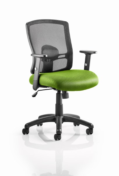 Portland Mesh Back Task Chair Myrrh Green fabric seat