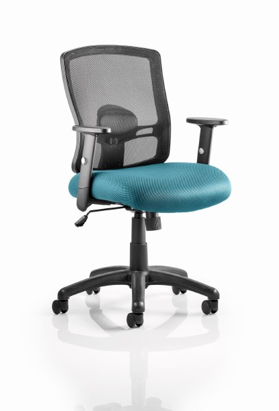 Portland Mesh Back Task Chair Maringa Teal fabric seat
