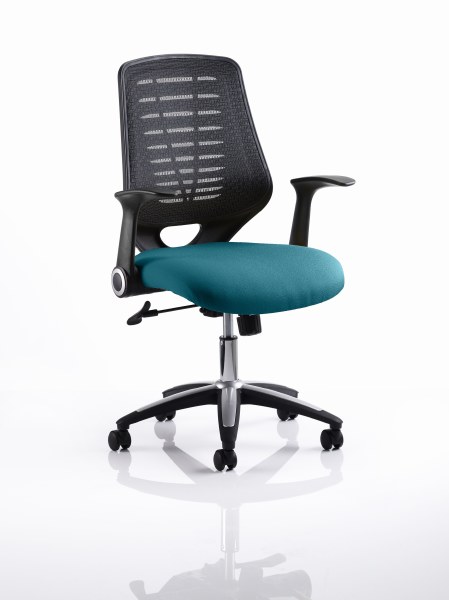 Relay Mesh Back Task Chair Maringa Teal Seat Black Back