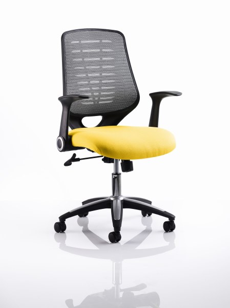 Relay Mesh Back Task Chair Senna Yelllow Seat Silver Back