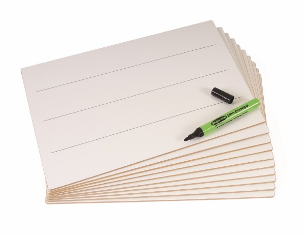 Show-me MDF Rigid A4 Whiteboards Lined Pack of 30