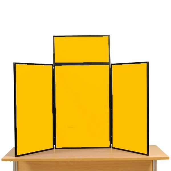 3 Panel Maxi Desk Top Display Stand Black Frame/Yellow Fabric