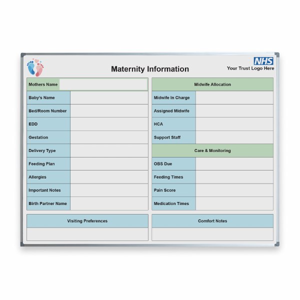 NHS Maternity Ward Printed Whiteboard