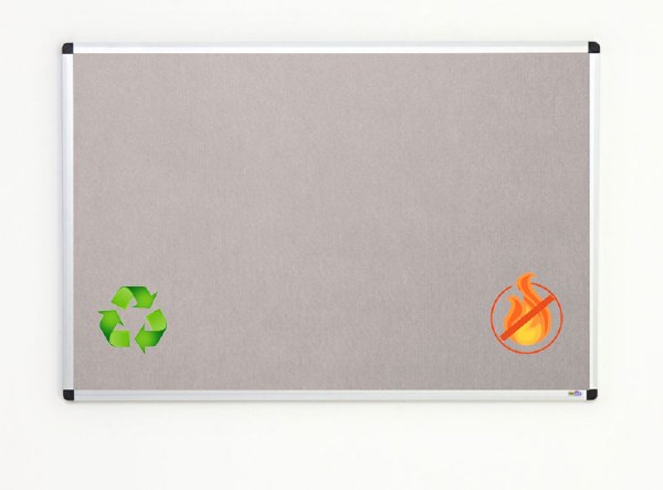 Eco-Sound Aluminium Framed Blazemaster Noticeboard 1200 x 900mm Light Grey