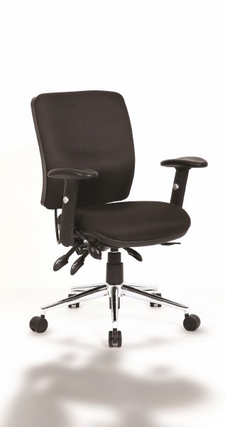 Chiro Task Operators Chair Black with Adjustable Arms Medium Back