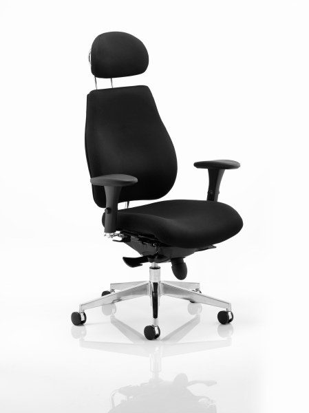 Chiro Plus 'Ergo' Posture Chair with Arms and Headrest Black