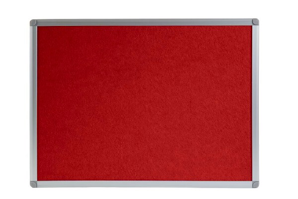 Boards Direct Felt Noticeboard Aluminium Frame 600 x 450mm RED