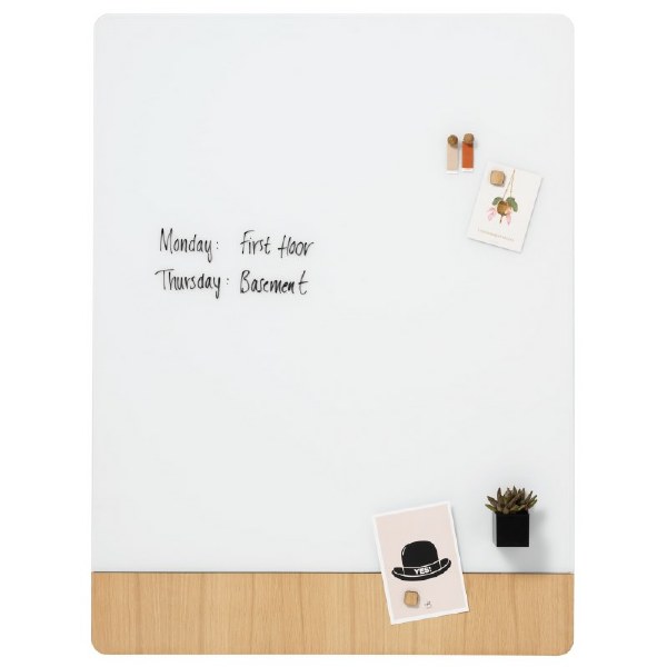 White Matt Glass Board with Oak Veneer 60 x 80cm (Slight second)