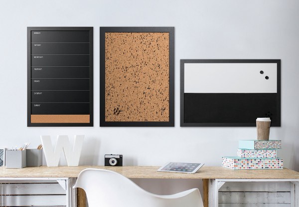 Bi-Office Black & White Message Boards Set