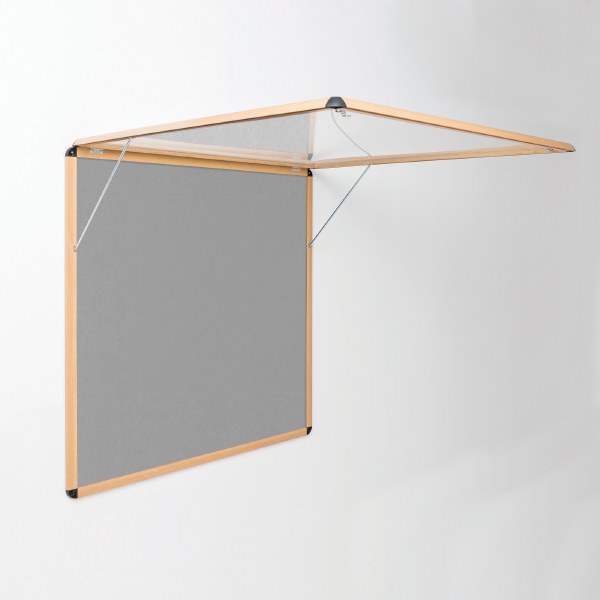 Shield Wood Effect Alu Frame Eco-Colour Corridor Tamperproof Noticeboard 1200 x 1800mm GREY (*Supplied in 2 parts)