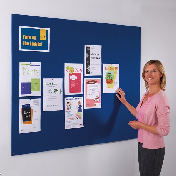 Frameless Felt Covered Noticeboard 900 x 1200mm Blue