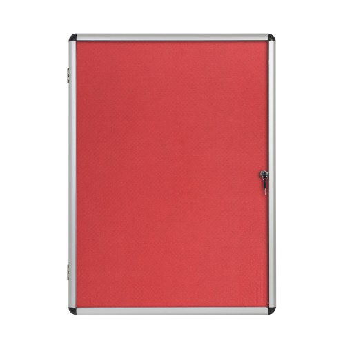 Bi-Office Lockable Felt Noticeboard Display Case 931 x 670mm (9 x A4) RED