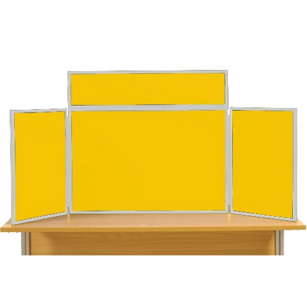 Midi Desk Top Display Stand Grey Frame/Yellow Fabric Boards Direct