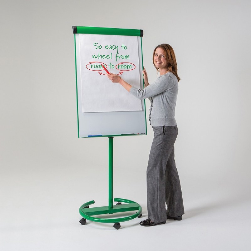 Ultimate Mobile Flipchart Easel Green Frame Boards Direct