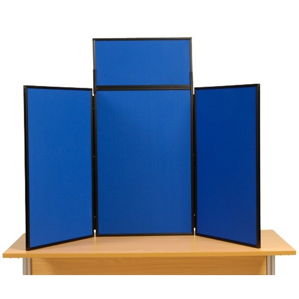 3 Panel Maxi Desk Top Display Stand Black Frame/Royal Fabric Boards