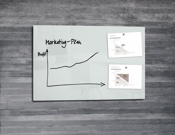 'Artverum' Magnetic Glass Noticeboard 100 x 65cm WHITE