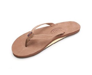 Rainbow Sandals Ladies NARROW Strap DARK BROWN LADIES SMALL