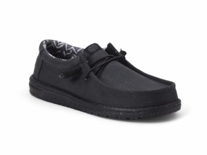 Hey Dude Wally Stretch CANVAS BLACK Size 9