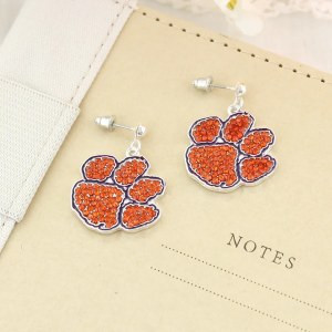 Clemson Tigers Crystal Dangling Earrings