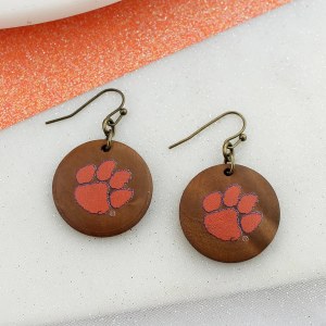 Clemson Tigers Wood Disc Earrings