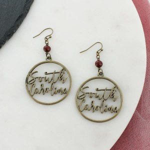 South Carolina Gamecocks Vintage Cutout Slogan Earrings
