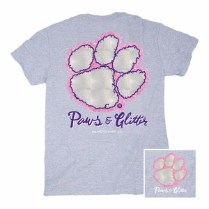 Clemson Tigers Paws & Glitter T-Shirt SMALL