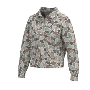 Local Girl Velvet Fleece Quarter Zip FOREST CAMO FLORA X-SMALL