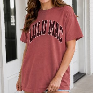 LuLu Mac USC Stripe Comfort Color BRICK T-Shirt SMALL