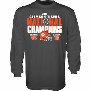 Clemson Tigers 2018 National Champs Long Sleeve Score Shirt MEDIUM