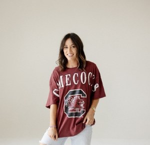 South Carolina Gamecocks Ladies Southern Split OS Band MAROON Tee X-SMALL