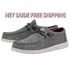 Hey Dude Mens Wally Eco LINEN BLACK Size 8