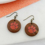 Additional picture of Clemson Tigers Wood Disc Earrings