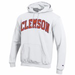 Additional picture of Clemson Tigers Adult Fleece WHITE Hoodie SMALL