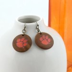 Additional picture of Clemson Tigers Wood Disc Earrings