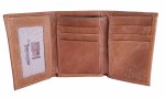 Additional picture of Clemson Tigers TAN Leathered Mens Tri-Fold Wallet