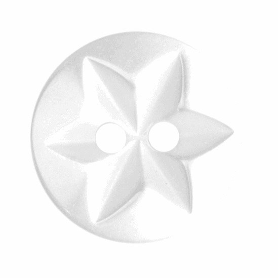 Button Star Design 15mm White