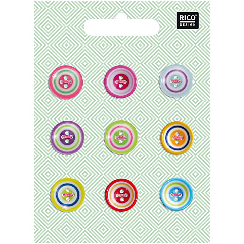 Rico Buttons 9-pack 15mm Mix