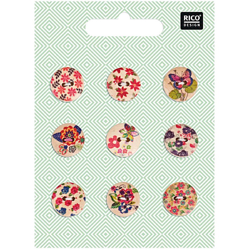 Rico Buttons 9-pack 15mm Flora