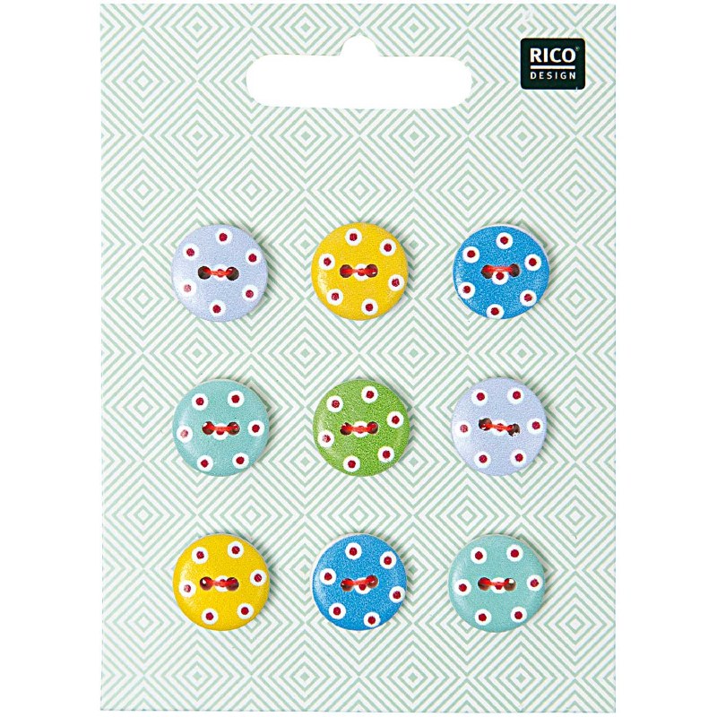Rico Buttons 9-pack 15mm Mix