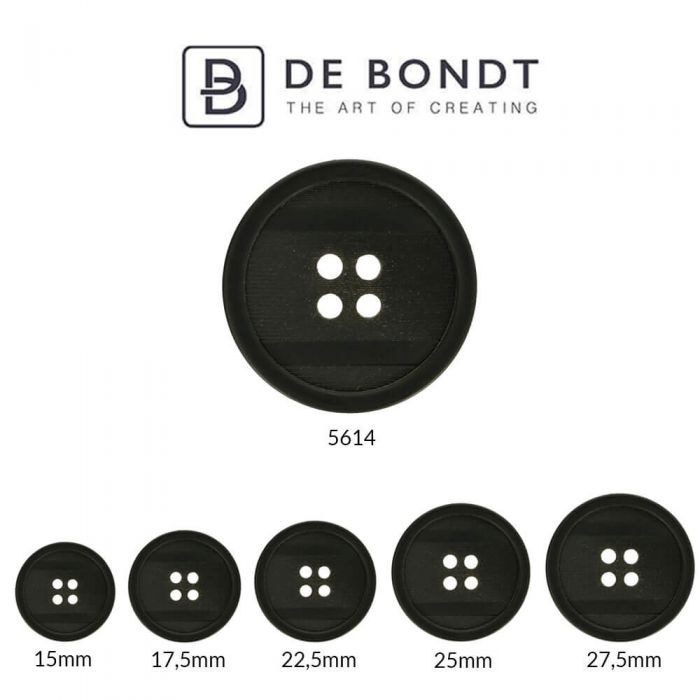 Button - 4 hole 15mm Black