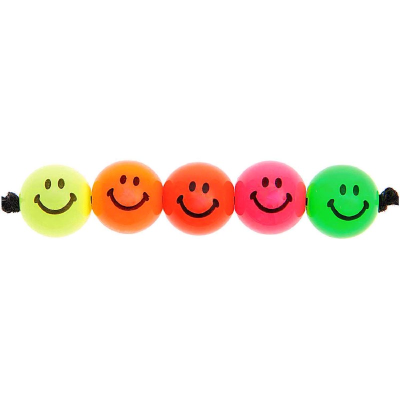 Smiley Beads round rainbow neo