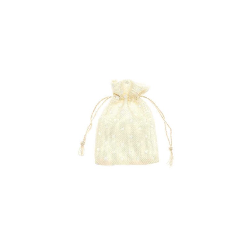 Gift Bag, Jute Dots 8x11 cm