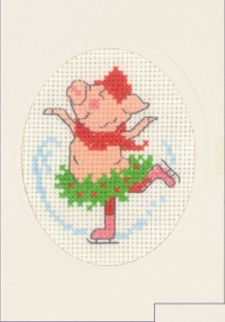 Permin Card kit Skating Pig