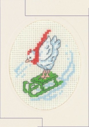 Permin Card kit Skating Hen