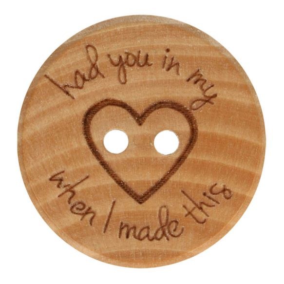 Button Wood &quot;In my heart&quot; 20mm