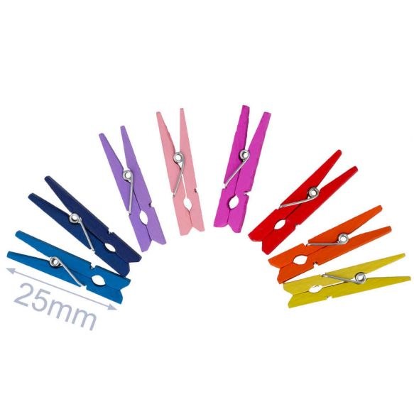 Clothes Pegs Coloured 25mm