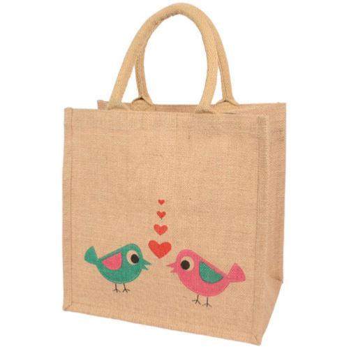 Jute Shopping Bag Love Birds